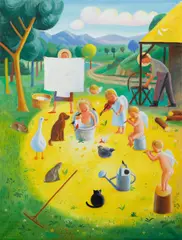 Where There is Singing in the Heart, There the Singers Flock by Jan Knap, 1985, oil on canvas, sold Nov 2024