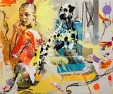 Martin Krajc, Friends, 2024, mixed media (acrylic, oil pastel, charcoal) on canvas