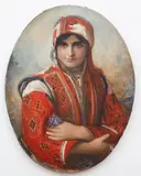 Jan Václav Mrkvička, Balkan Girl in a Folk Costume, circa 1900, oil on canvas