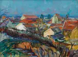 Miloslav Holý, The Roofs on Veleslavín in Spring, 1938, oil on canvas