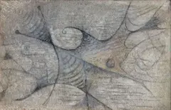 Alén Diviš, Nightmares, 1941–1943, mixed media (oil, sand) on cardboard