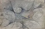 Alén Diviš, Nightmares, 1941–1943, mixed media (oil, sand) on cardboard