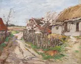 Jindřich Prucha, Spring in the Village, kolem roku 1913, oil on canvas laid down on cardboard