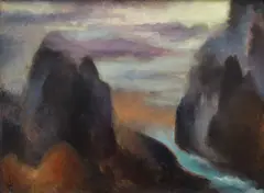 Věra Jičínská, Melancholic Landscape, 1936, oil on wood panel
