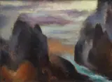 Věra Jičínská, Melancholic Landscape, 1936, oil on wood panel