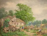 Bedřich Havránek, Fisherman's Hut by the Vltava River, 1898, watercolor on paper