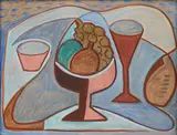 Jaroslav Král, Still Life with a Bowl of Fruit and a Goblet, 1935, oil on cardboard