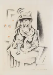 Antonín Procházka, Sitting Young Woman, 1923, charcoal on paper
