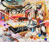 Martin Krajc, Time, 2025, mixed media (acrylic, oil pastel, charcoal) on canvas