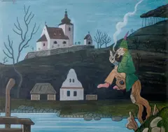 Water Goblin by Josef Lada, 1944, gouache on cardboard, sold May 2025