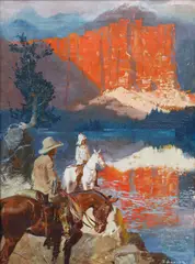 Zdeněk Burian, The Treasure in Silver-Lake, 1931–1932, oil on cardboard
