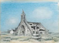 Jan Zrzavý, View of Brittany, 25. 12. 1967, pastel on paper