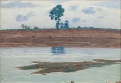 Landscape near Němčice by František Kaván, 1902, oil on cardboard, sold May 2025