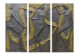 Olbram Zoubek, Dancing Girls (triptych), 1981, mixed media (layered lead, gold, tin)