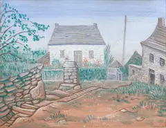 Jan Zrzavý, House in Locronan, 1936, tempera on wood panel