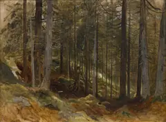 Julius Mařák, Forest Interior, 1890–1895, oil on cardboard laid down on canvas
