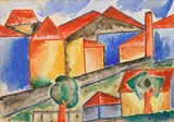 Karel Teige, Suburb, 1917, watercolor on paper