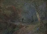 Louise Piepenhagen, Footbridge, circa 1860, oil on cardboard