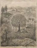 Alén Diviš, The Garden of Eden, 1950s, charcoal on paper