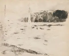 Josef Šíma, The George Washington Bridge, circa 1969, ink wash on paper