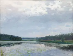 Václav Jansa, Water Lilies, circa 1900, oil on wood panel