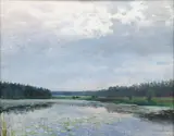 Václav Jansa, Water Lilies, circa 1900, oil on wood panel