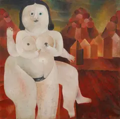 Eva Švankmajerová, Women in the Field III, oil on canvas
