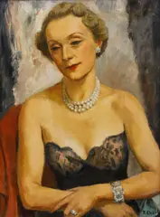Woman in Evening Dress by František Zdeněk Eberl, before 1954, oil on canvas, sold May 2025