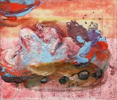 Michael Rittstein, As If Sitting, 1996, mixed media (acrylic, resin, sand) on canvas