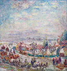 Winter Landscape by Bohumír Dvorský, 1945, oil on canvas, sold May 2025