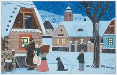 Josef Lada, The Servants’ Carol, 1954, gouache on cardboard