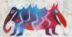 Adolf Born, Two-Headed Animal, 2009, mixed media (pastel, watercolor) on paper