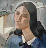 Jaroslav Král, Young Woman in Blue Dress, 1928, oil on cardboard