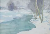 Alois Kalvoda, Winter Rivulet, 1920s, oil on cardboard