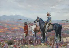 Zdeněk Burian, On the Prairie, 1940s–1950s, oil on canvas