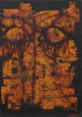 Mikuláš Medek, Golden Veil II, 1973, mixed media (oil, enamel) on canvas