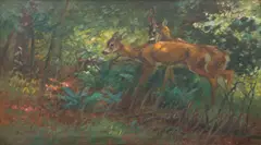Stanislav Lolek, Roe Deer Courtship, 1920s, oil on canvas
