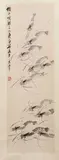 Čchi Paj-š´, Shrimps, end of 1920s, ink on paper laid down on silk