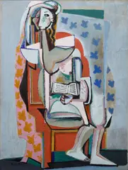 Emil Filla, The Reader, 1930, mixed media (oil, enamel, sand) on canvas