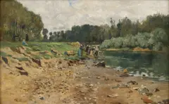 Antonín Chittussi, Washerwomen of Brittany, early 1880s, oil on canvas