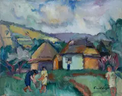 Village by Adalbert Erdely, 1930s, oil on canvas, sold Nov 2025