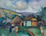 Adalbert Erdely, Village, 1930s, oil on canvas