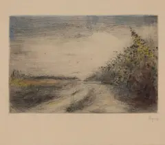 Bohuslav Reynek, Field Path, 1933, drypoint with monotype on paper