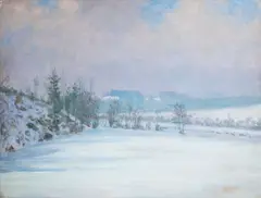 František Kaván, Pink Winter, circa 1920, oil on cardboard