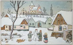 Josef Lada, Winter, 1943, mixed media (watercolor, gouache) on paper