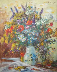 Vincenc Beneš, Wildflower Bouquet, 1956, oil on canvas