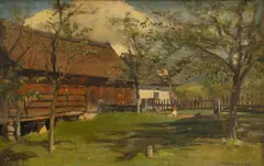 Hanuš Schwaiger, Garden Behind a Wallachian Farm, 1892, mixed media (oil, tempera) on canvas