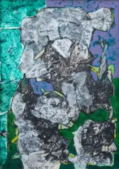 Jan Smetana, Ancient Landscape, 1970, oil on cardboard