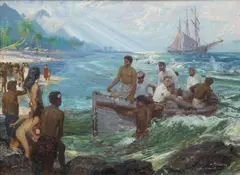 Zdeněk Burian, Landing, 1940s–1950s, oil on canvas