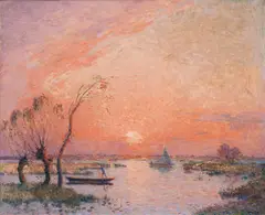 Ferdinand du Puigaudeau, La Brière at Sunset, 1905–1910, oil on canvas